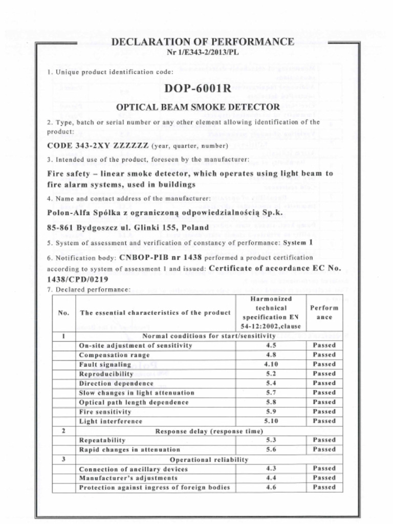 Dop-6001r D, Performance | PDF