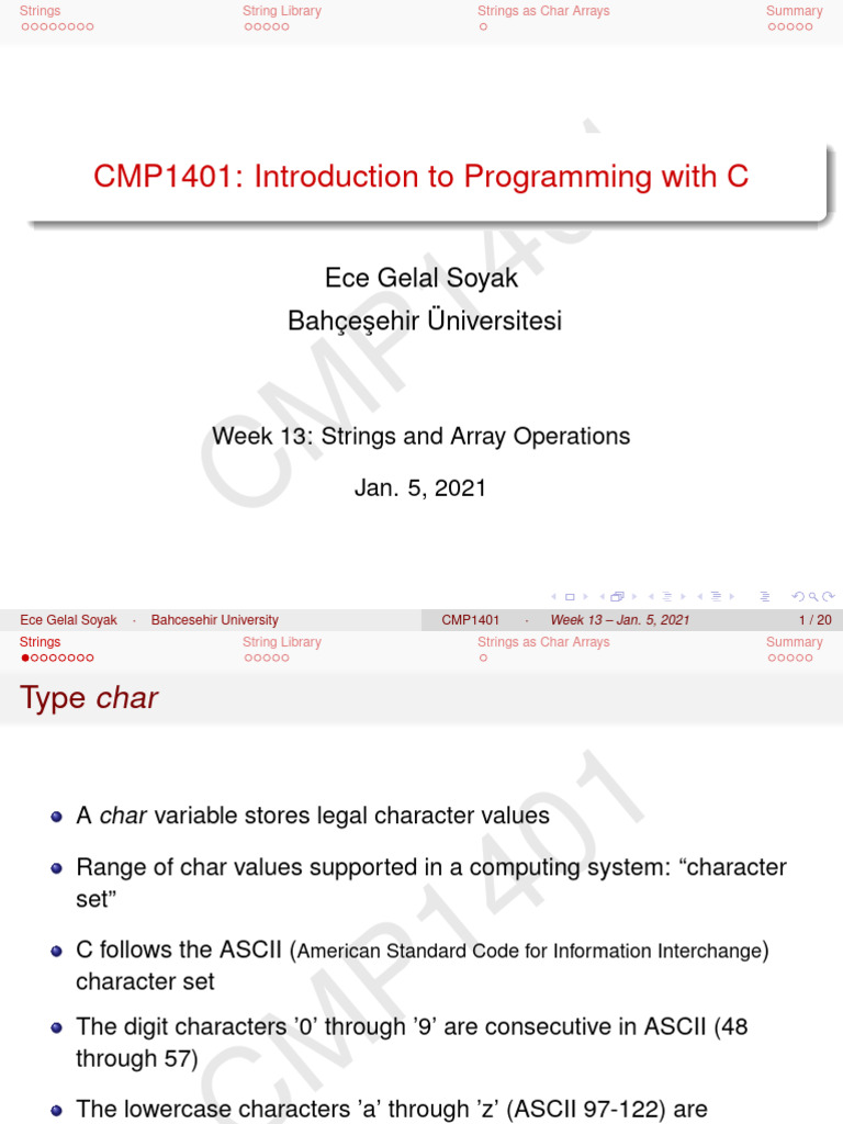 C Programming: Strings and Arrays | PDF | String (Computer Science ...