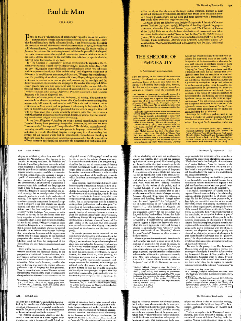 Paul de Man - Rhetoric-2 | PDF | Deconstruction | Romanticism