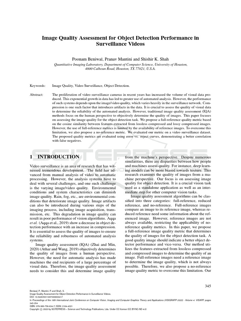 Image Quality Metrics for Object Detection | PDF | Data Compression ...
