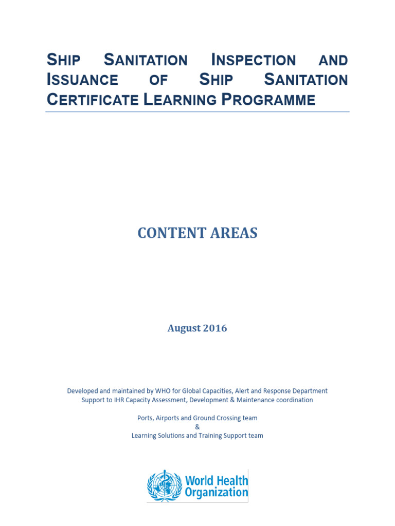 Ship Sanitation Certificate Training Program | PDF | Educational ...