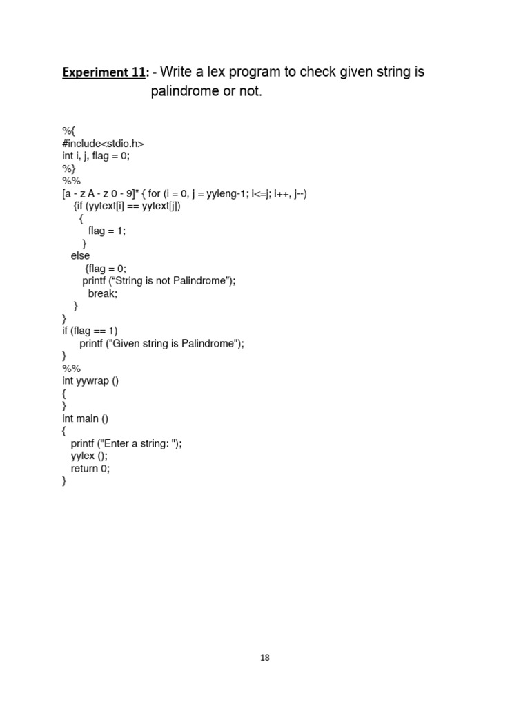 Original 1731487552 Lex Program Pallindrome | PDF