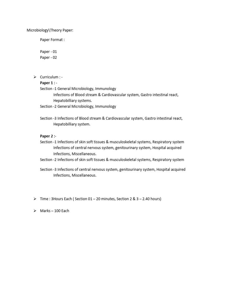 Microbiology Exam Format and Curriculum | PDF | Infection | Immunology
