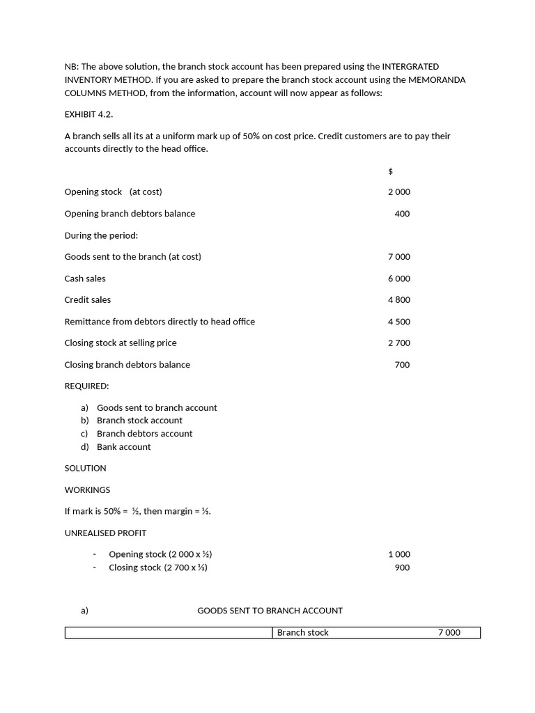 Branch Accounts Continued-2 | PDF | Stocks | Banks