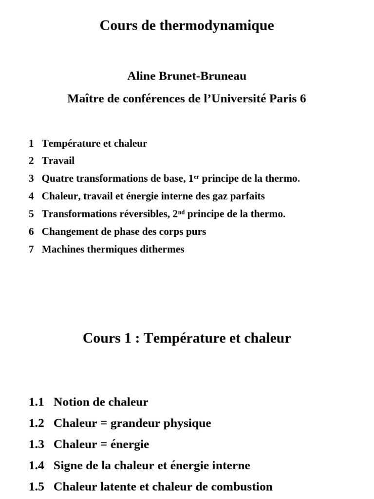 Cours de thermodynamique : chaleur et énergie | PDF | Chaleur ...