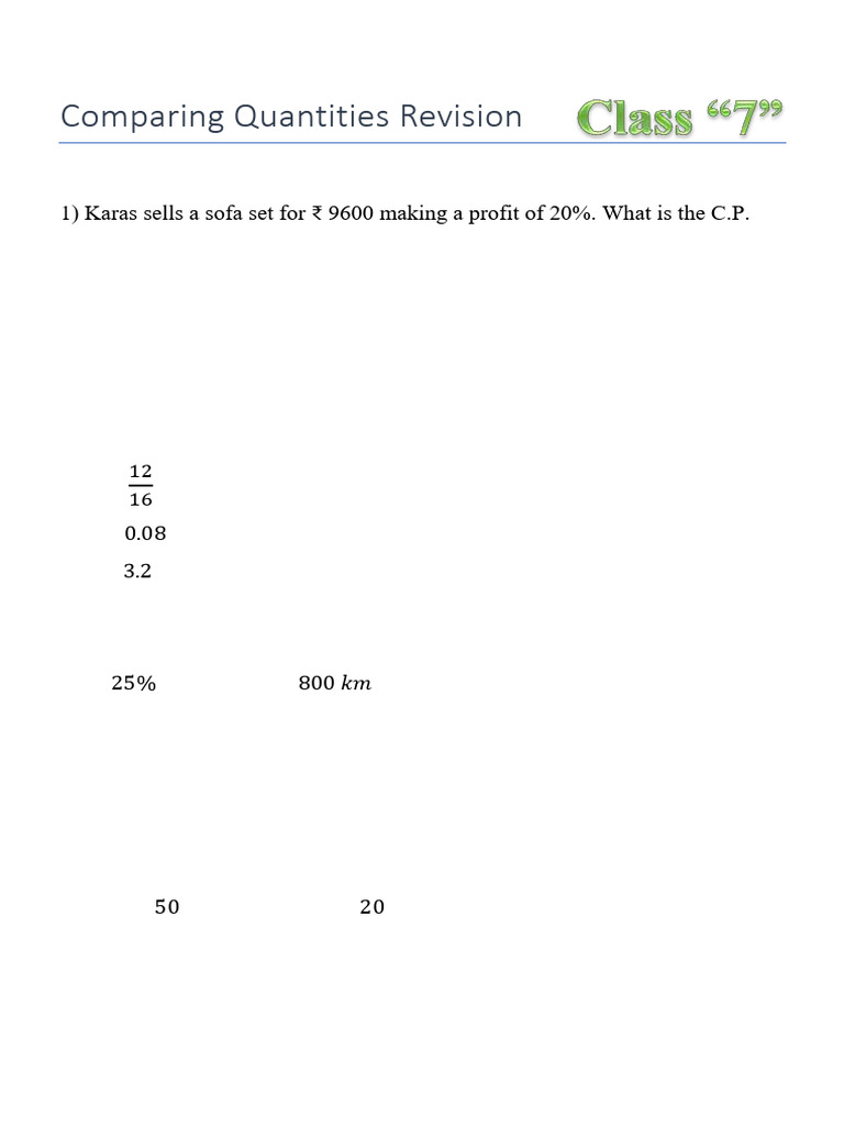 Comparing Quantities Rev | PDF