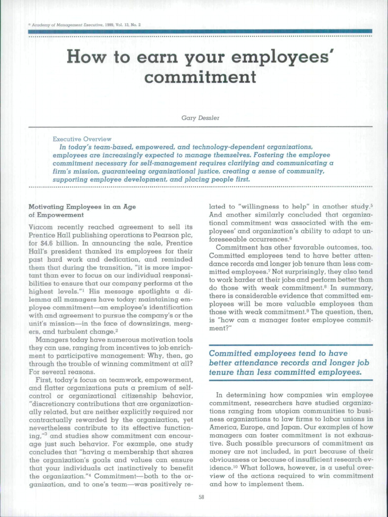 How To Earn Your Employees' Commitment: /N Today's Team-Hased ...