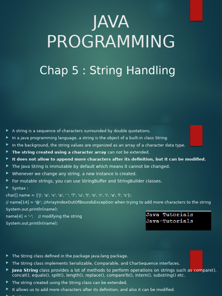 Java String Handling Overview | PDF | String (Computer Science ...