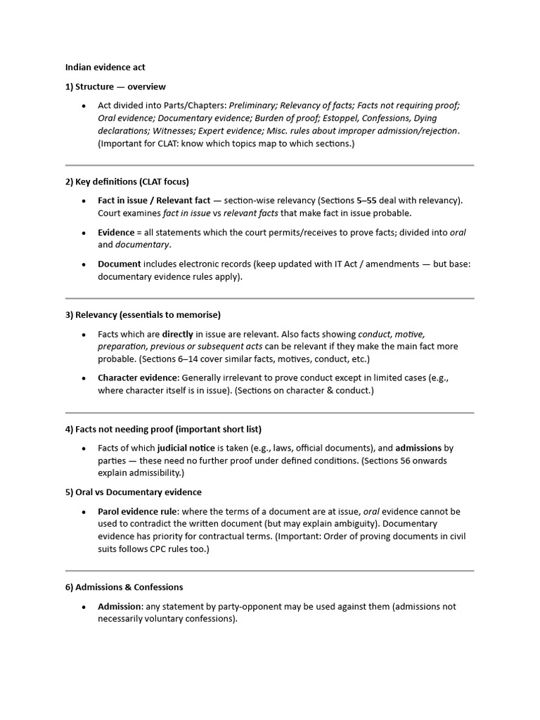 Indian Evidence Act and CPC | PDF | Lawsuit | Evidence (Law)