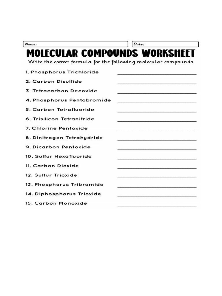 Molecular Compounds Worksheet 201700.Png | PDF