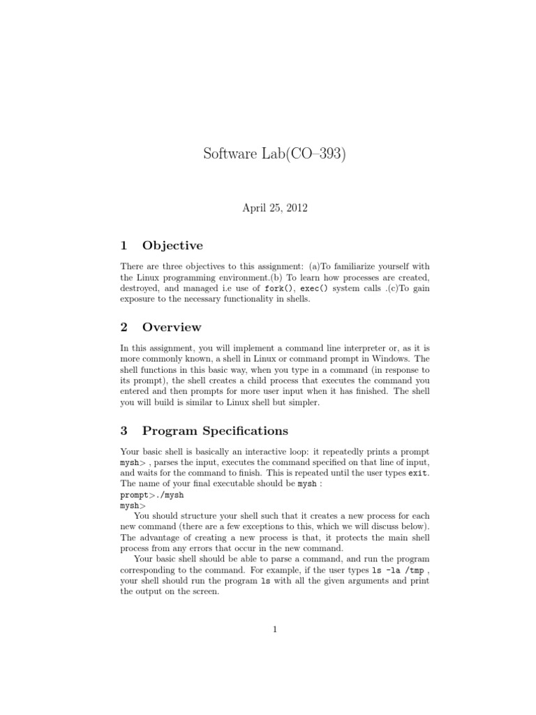 Software Lab (CO-393) : 1 Objective | PDF | Command Line Interface |  Software