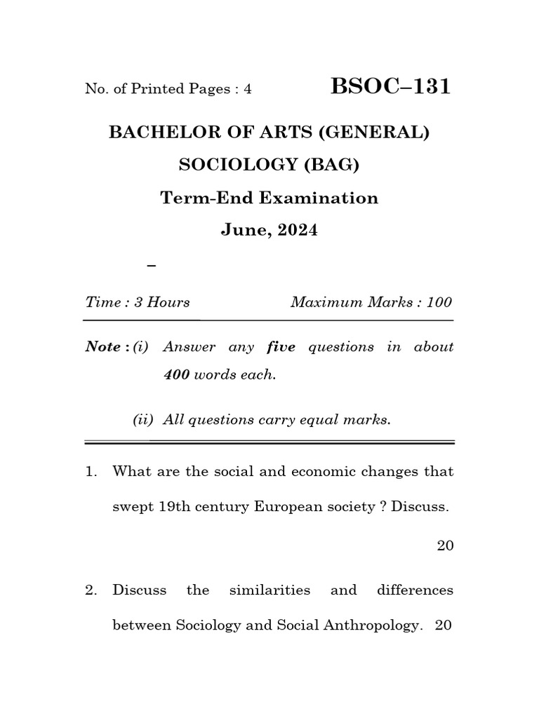 Bsoc 131 | PDF