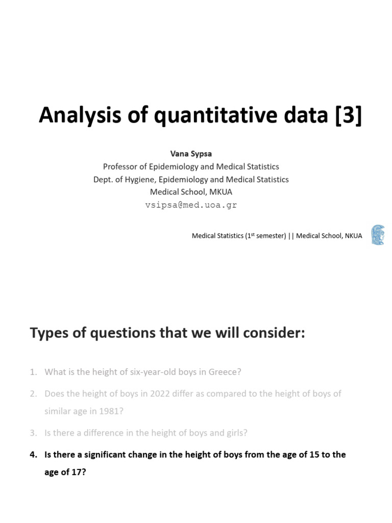 Analysis of Quantitative Data | PDF | Student's T Test | Statistics
