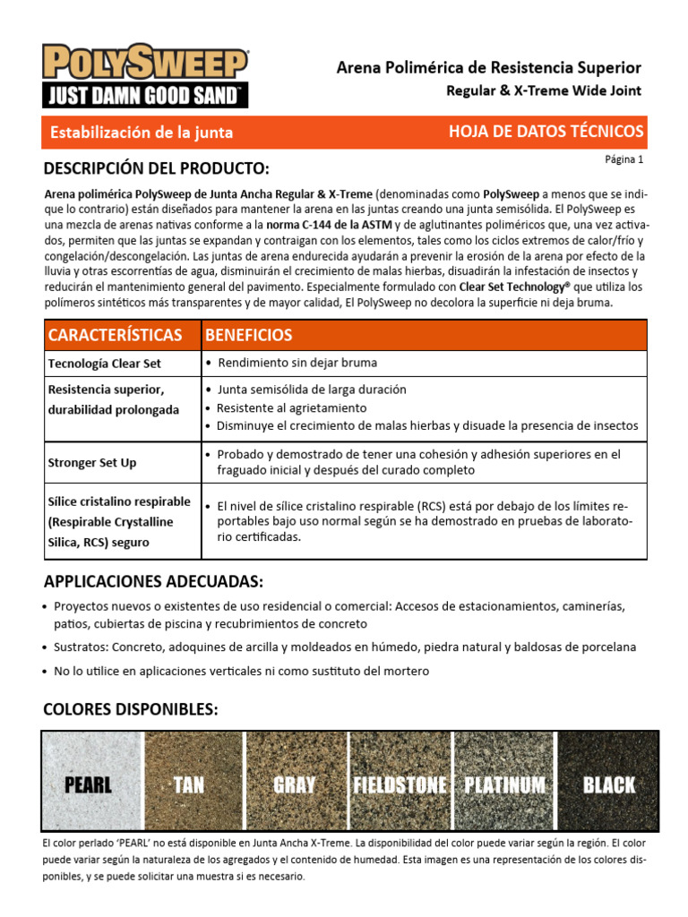Arena Polimérica PolySweep: Resistencia y Estabilidad | PDF | Hormigón ...