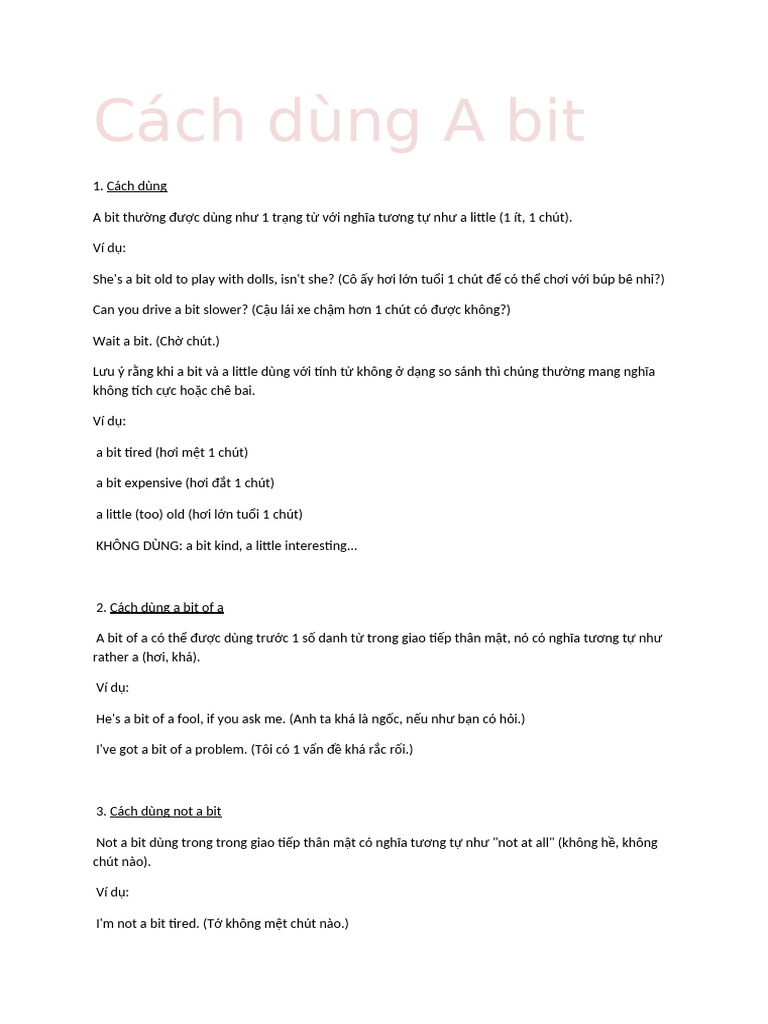 Cách Dùng A Bit | PDF