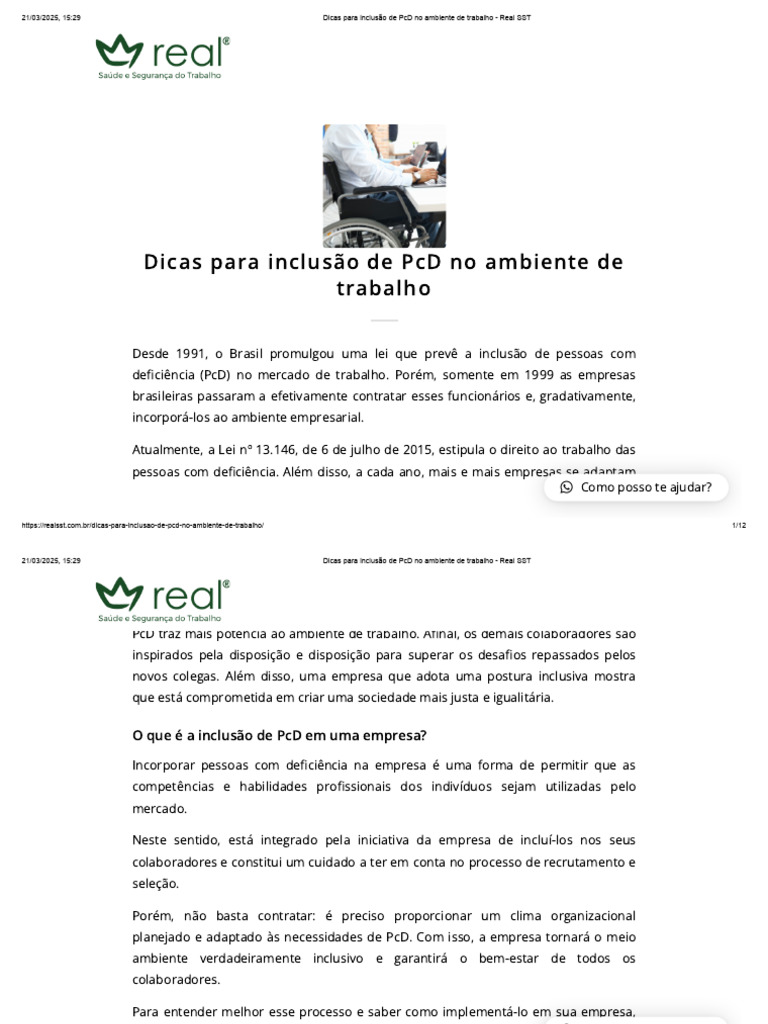 Inclusão de PcD no Trabalho: Dicas Essenciais | PDF | Deficiência ...