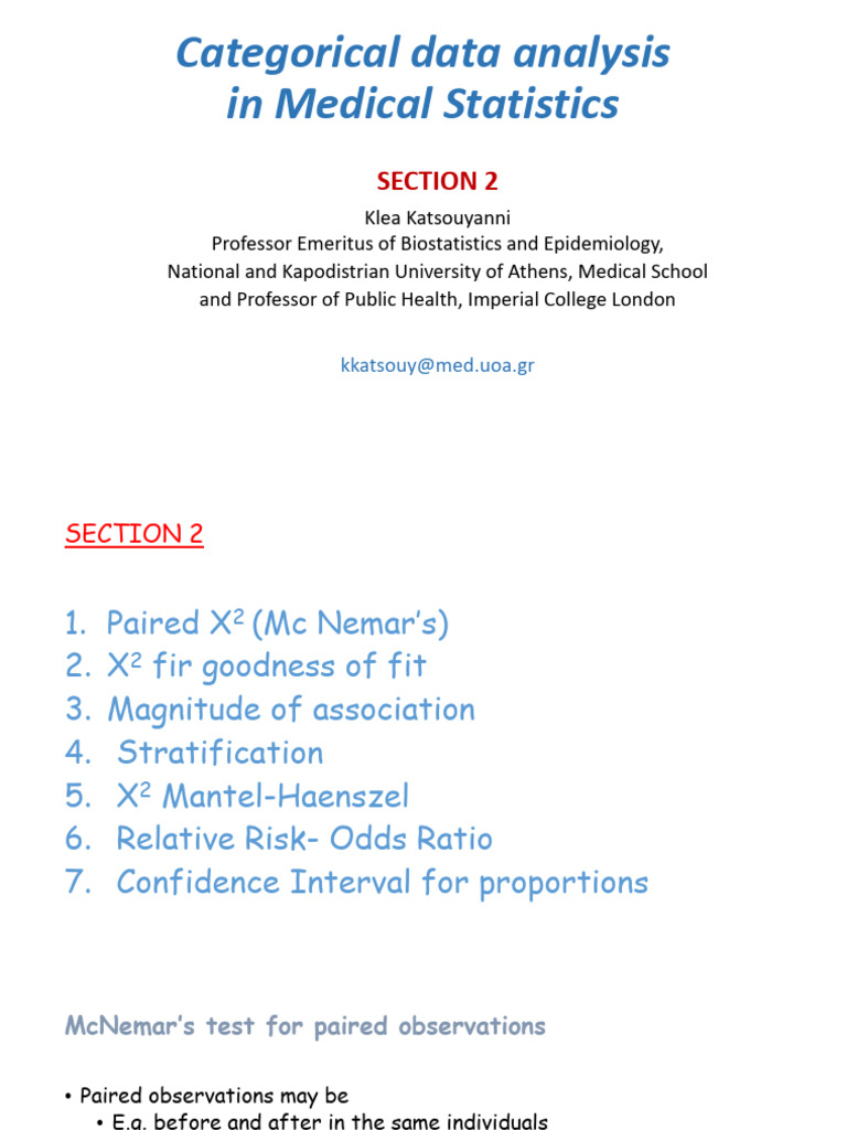 Analysis of Categorical Data II | PDF | Chi Squared Test | Statistical ...