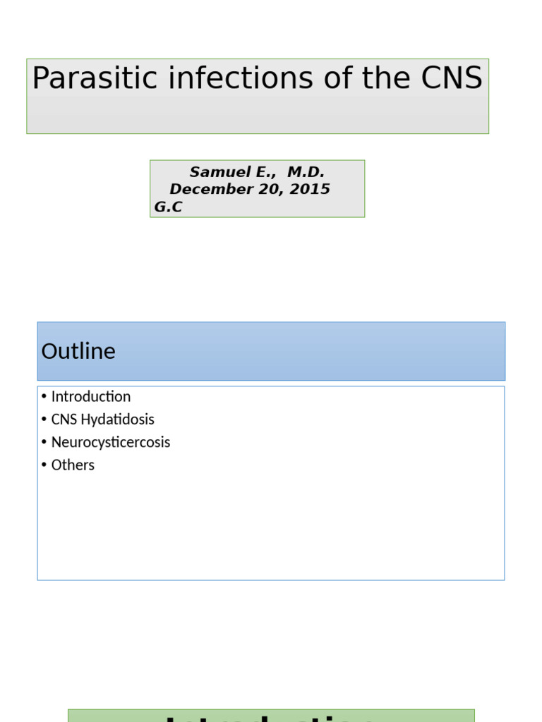 Final CNS Parasitoses | PDF | Medical Specialties | Diseases And Disorders
