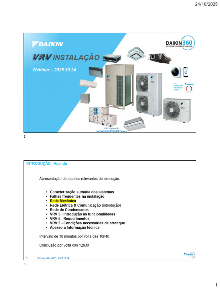 Webinar sobre Instalação de Sistemas VRV | PDF