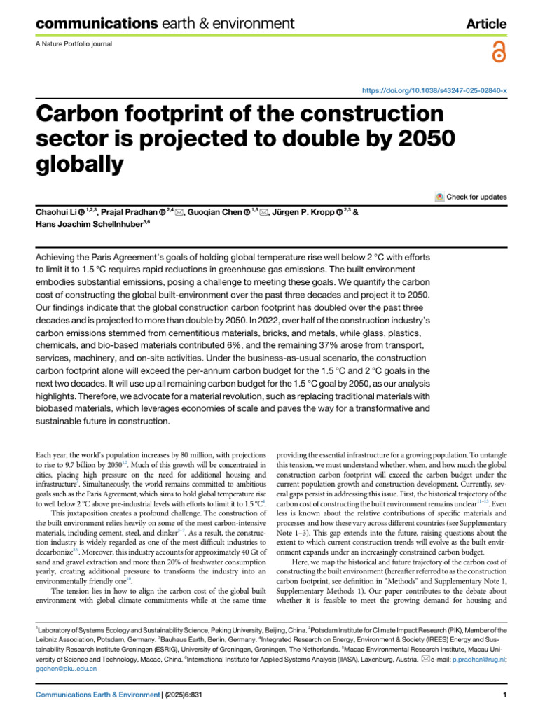 Carbon Footprint Construction by 2050 | PDF | Carbon Footprint | Cement