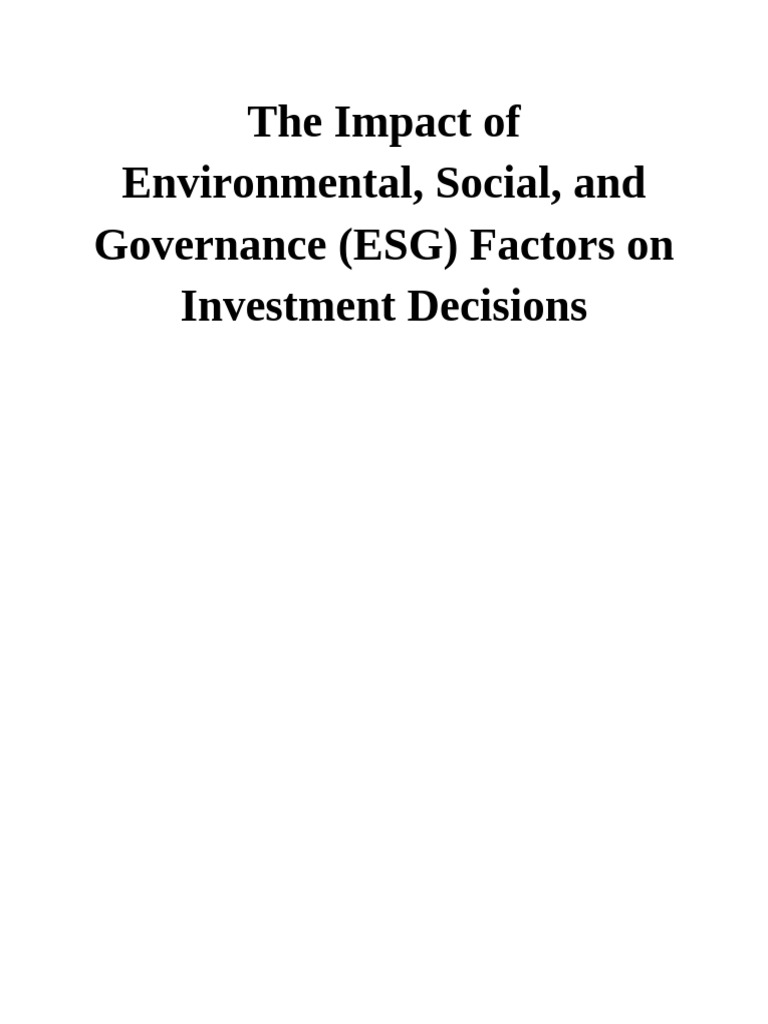 ESG Factors' Influence on Investments | PDF | Investing | Governance
