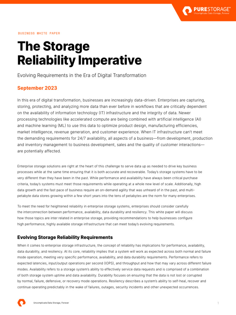 Storage Reliability in Digital Transformation | PDF | Hard Disk Drive ...