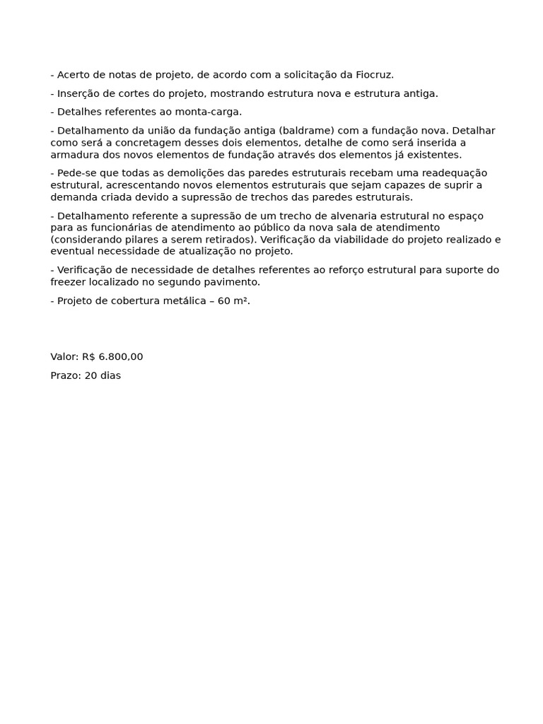 Acerto Estrutural e Projeto Fiocruz | PDF