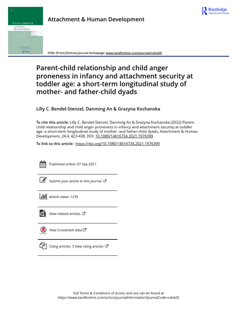 Parent-Child Relationship and Child Anger Proneness in Infancy and ...