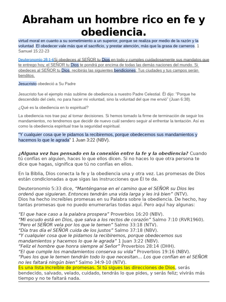 Obediencia y Fe en la Promesa de Abraham | PDF | Abrahán | Israel
