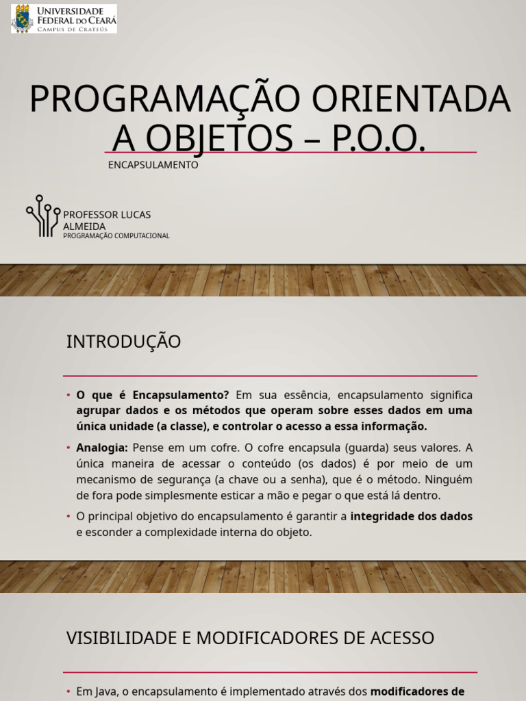 Encapsulamento em Programação Orientada a Objetos | PDF | Classe ...