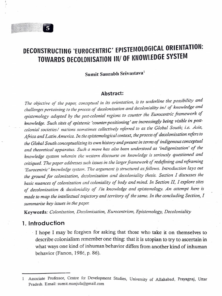 Deconstructing Eurocentric Epistemologic | PDF | Epistemology ...