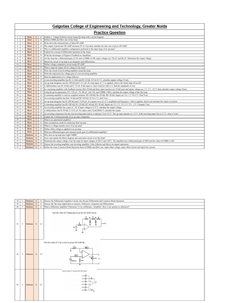 Op-Amp Circuit Analysis and Applications | PDF | Operational Amplifier ...