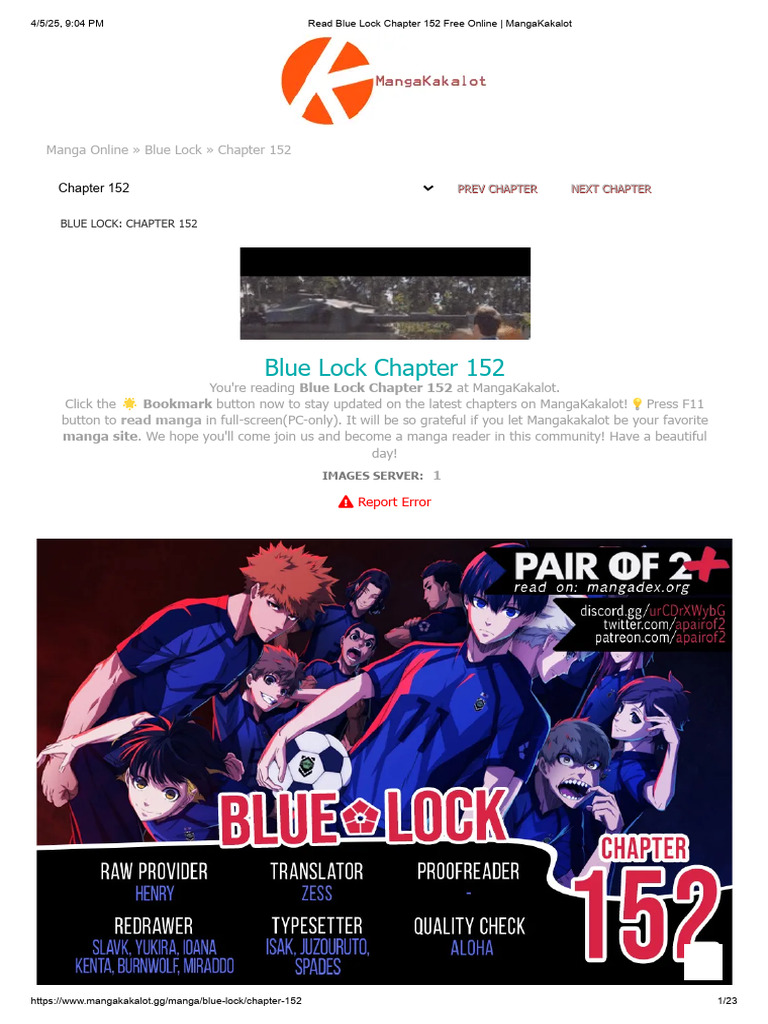 Read Blue Lock Chapter 152 Online | PDF