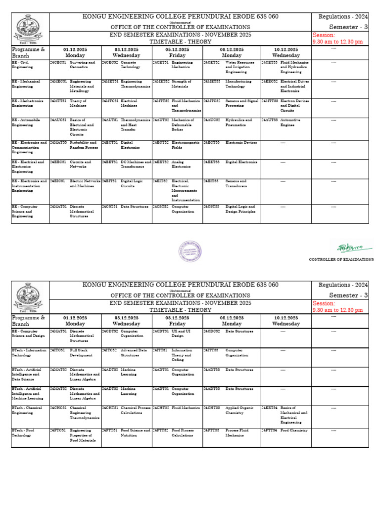 1 TT November 2025 All Sem BE BTech III LL Sem | PDF | Engineering ...