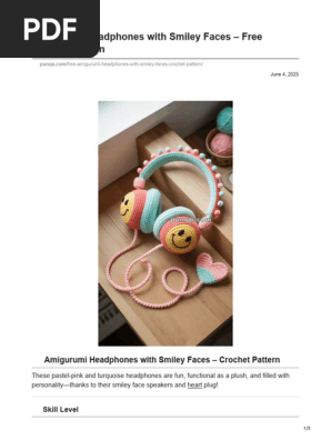 Headphones With Smiley Faces Amigurumi Crochet Pattern  display picture 3