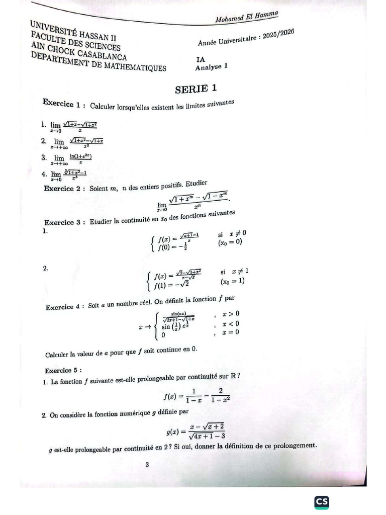 TD1 Analyse 1 | PDF