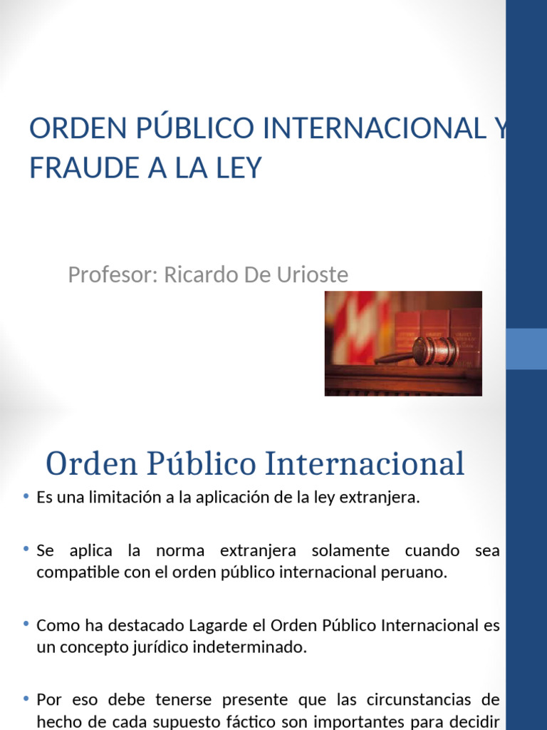 Orden Público Internacional y Fraude A La Ley USMP 01 06 2021 | PDF ...