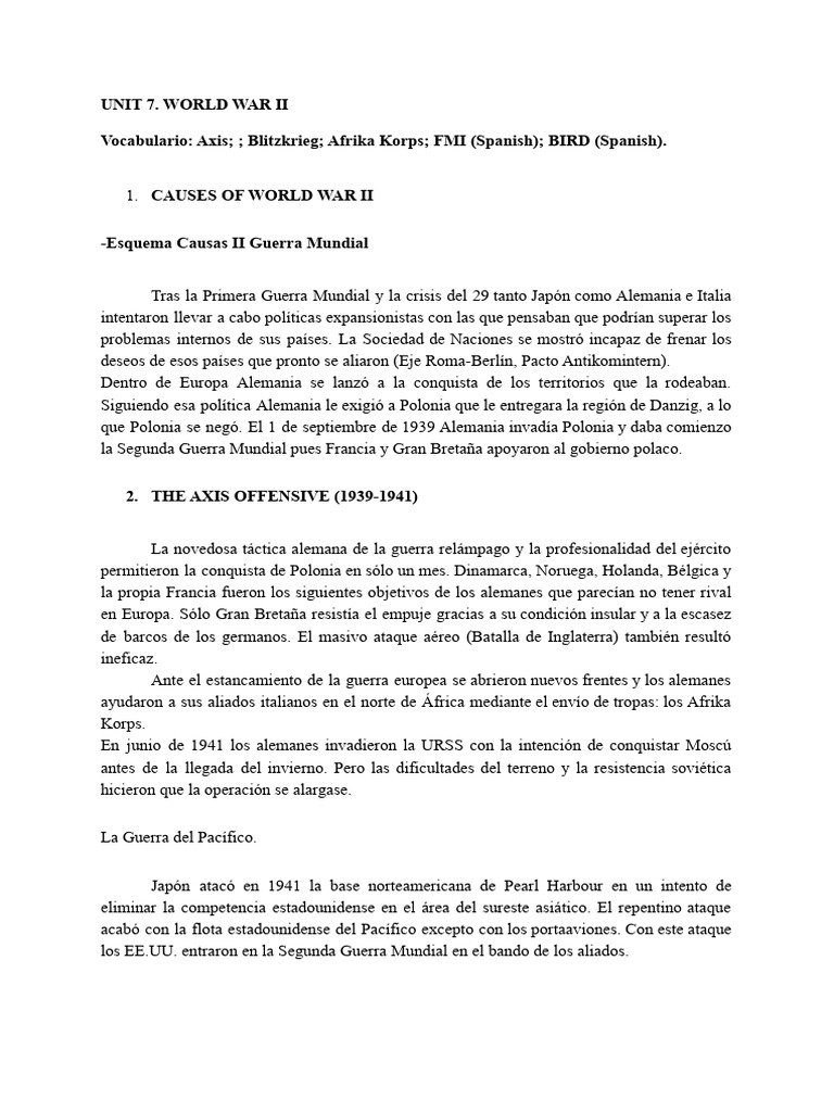 Causas y Consecuencias de la II Guerra Mundial | PDF | Segunda Guerra ...