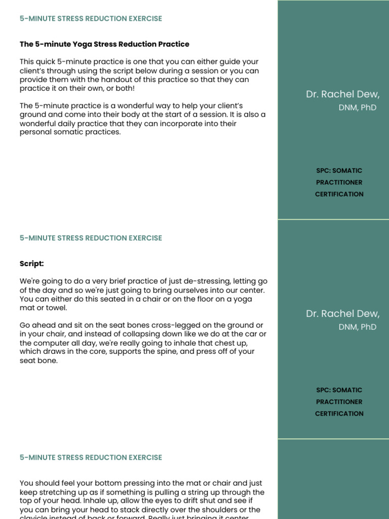 5 Minute Stress Reduction Exercise | PDF | Breathing | Thorax