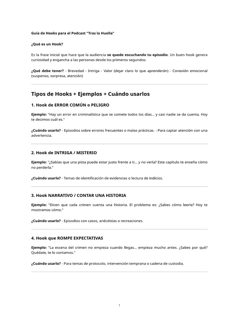 Hooks Podcast Guia | PDF