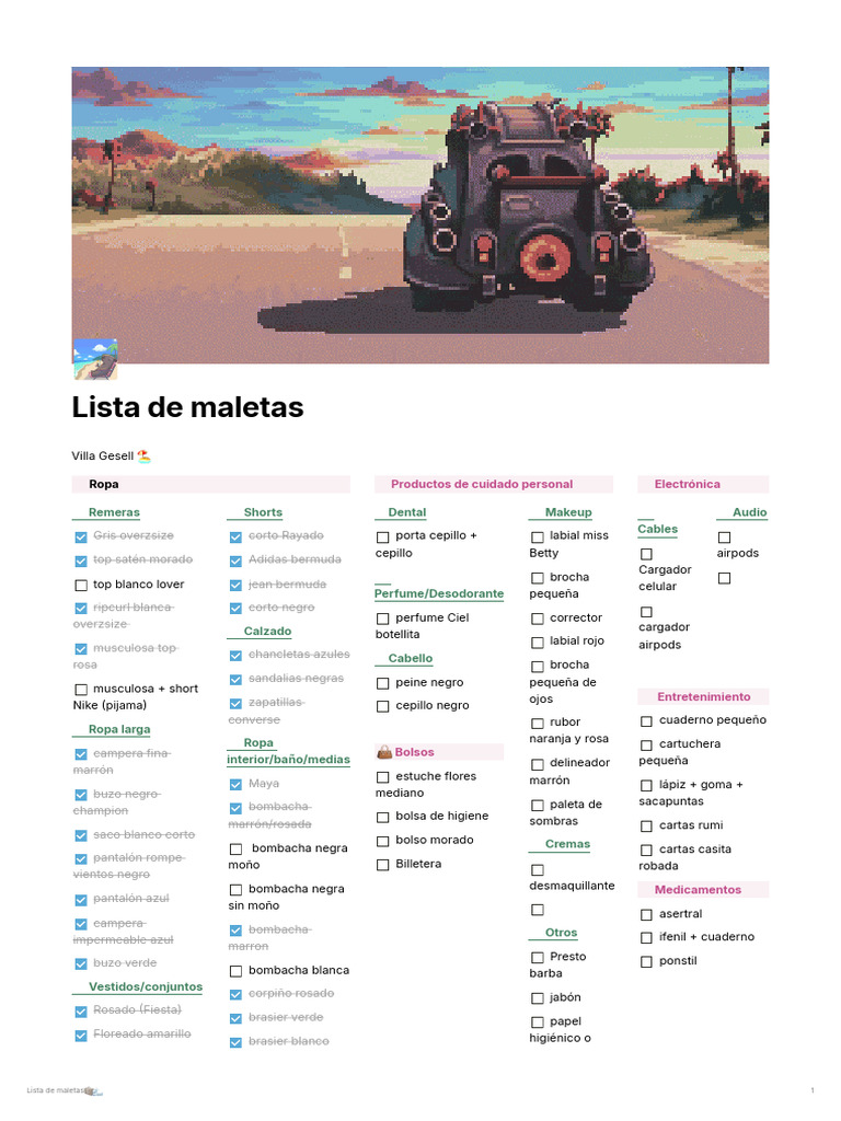 Lista de Maletas | PDF | Moda | Ropa