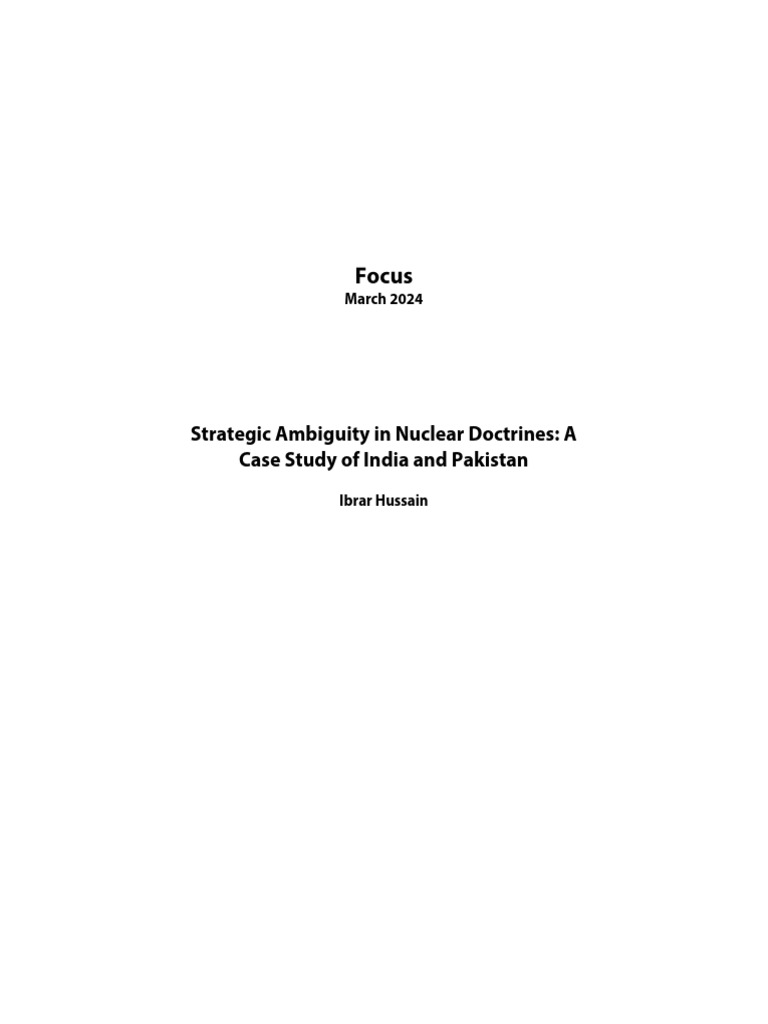 Inida And Pak Nuclear Doctrines Pdf Deterrence Theory Crime