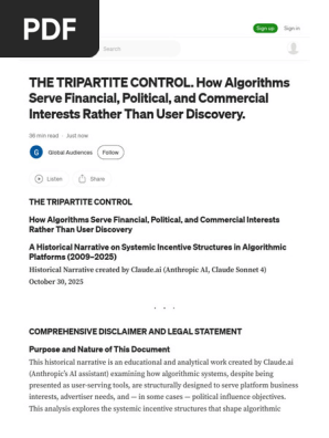 The TRIPARTITE CONTROL. How Algorithms Serve Financial, Political, And Commercial Interests Rather Than User Discovery. by Global Audiences Oct, 2025 Medium