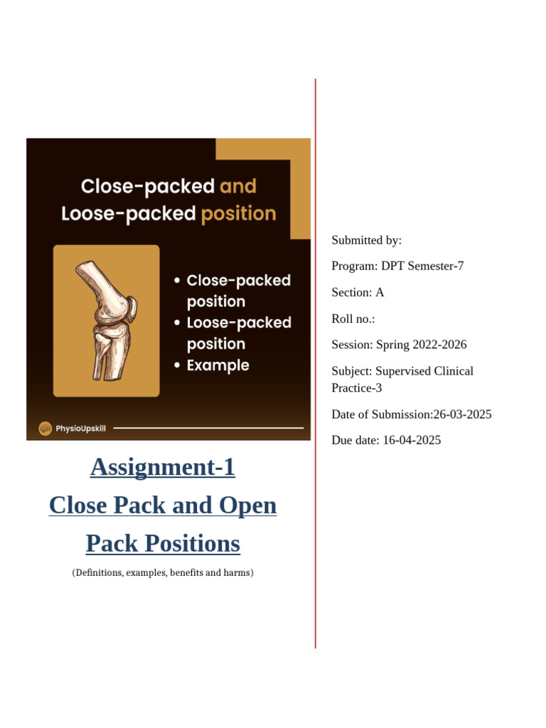 Closed-Pack vs Open-Pack Joint Positions | PDF | Anatomical Terms Of ...