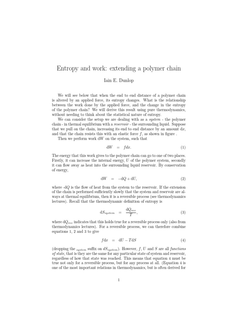 Entropy and Work | PDF | Entropy | Heat