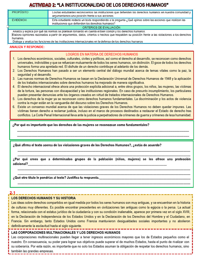 5° DPCC - Actv.02-Unid.7 SMS 2025-1 | PDF | Derechos humanos | Violación