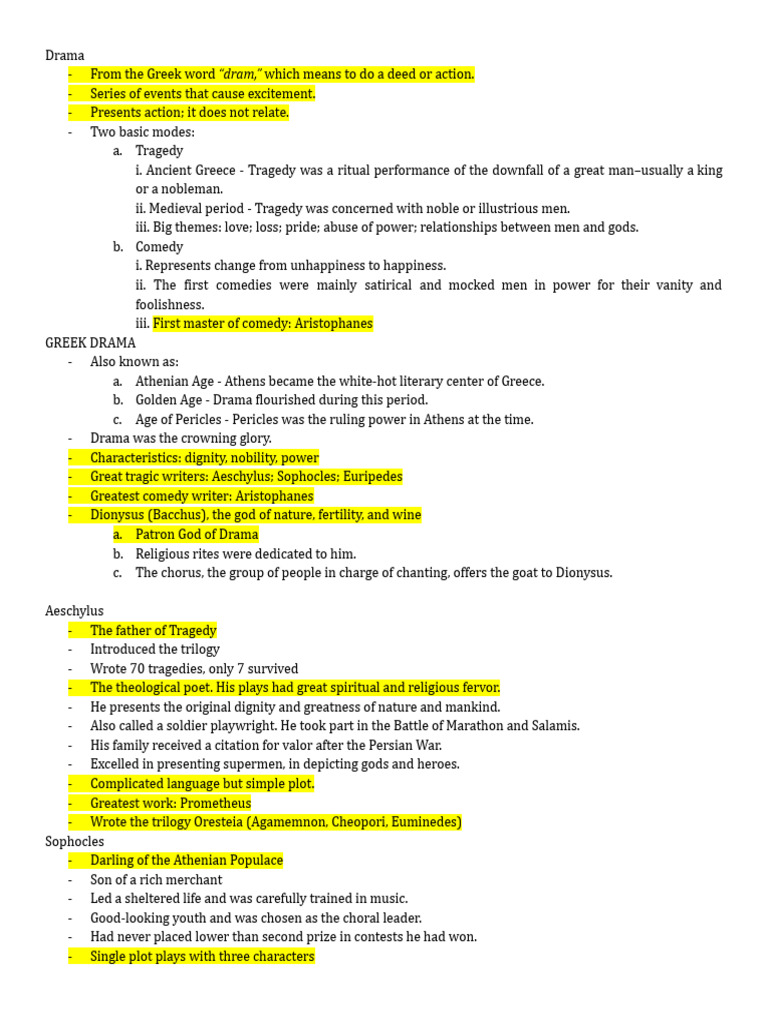 Overview of Greek Drama and Key Playwrights | PDF | Tragedy