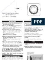 12-Hour Mechanical Timer: Instructions: Warning