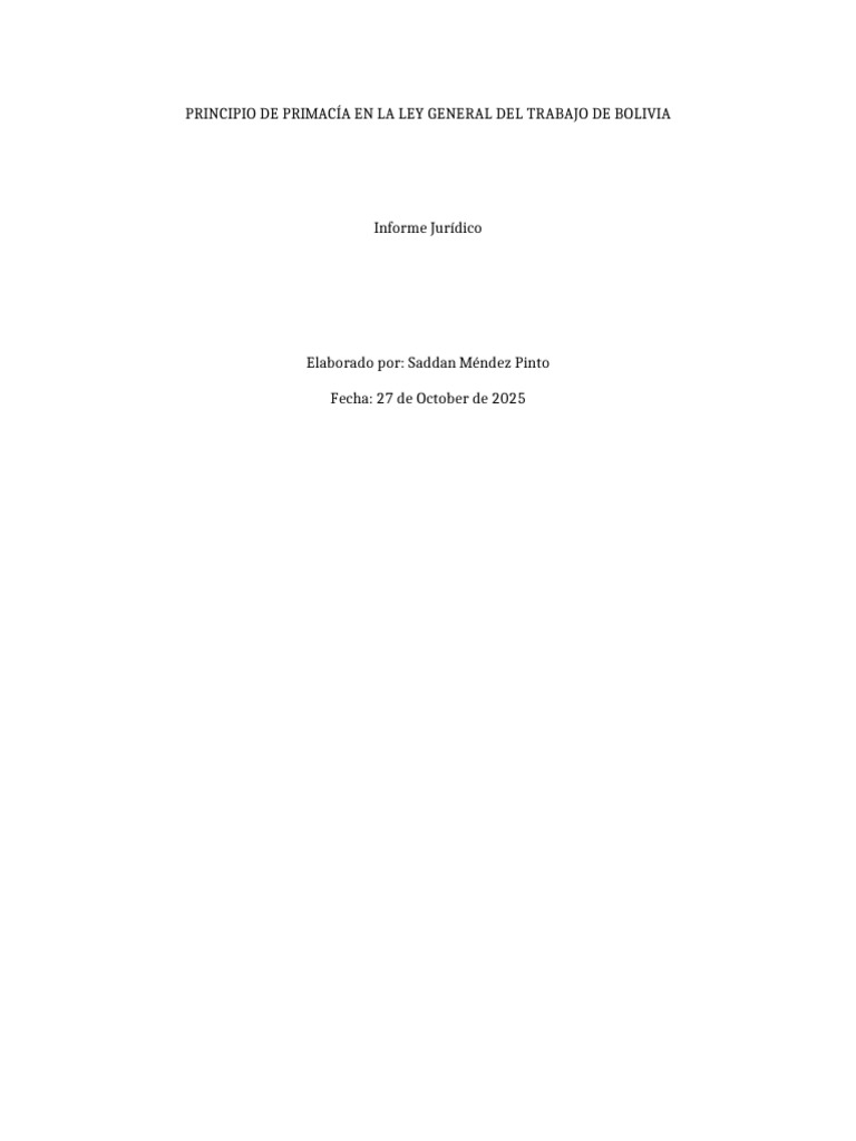 Primacía en la Ley Laboral Boliviana | PDF | Derecho laboral | Justicia