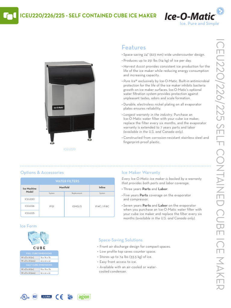 ICEU220 Self-Contained Ice Maker | PDF | Water | Engineering Thermodynamics